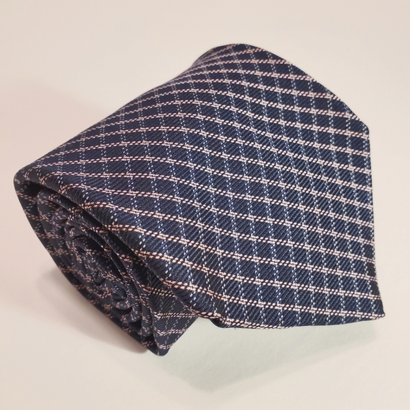 Jos. A. Bank Blue Check Silk Tie Jacquard Fabric 58x4" - Picture 1 of 5